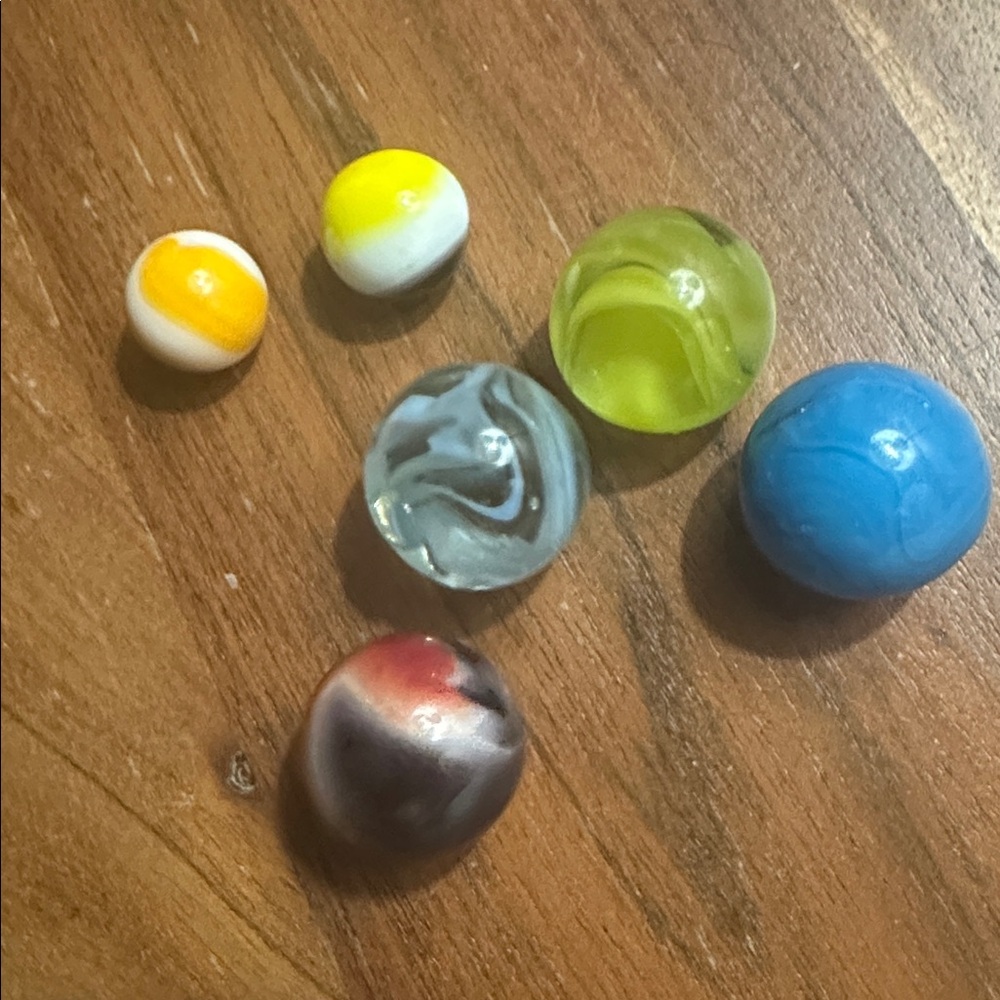 Colorful Glass Marbles Set of 6 - Picture 2 of 2